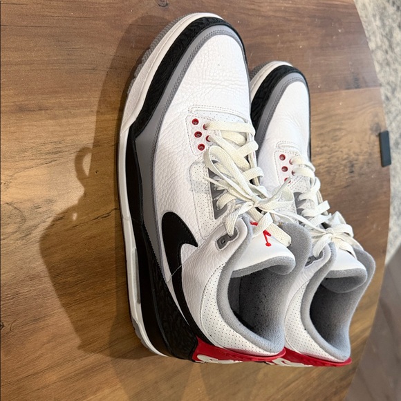 Jordan White and Red High-Top Sneakers - Picture 4 of 5